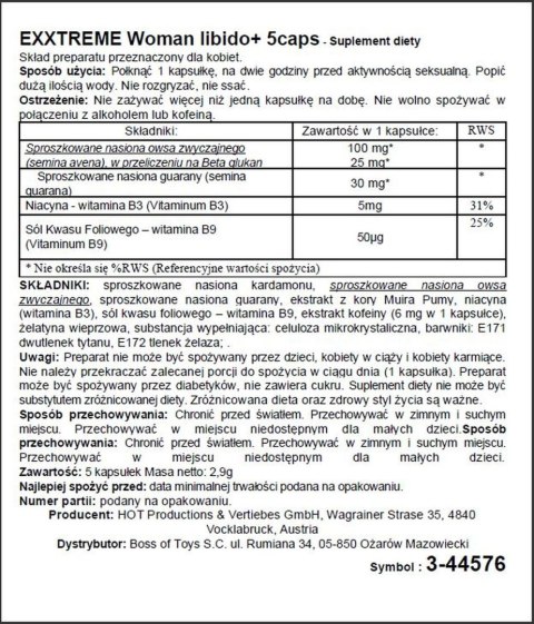 Kapsułki energetyczne podnoszą libido kobiet 5szt