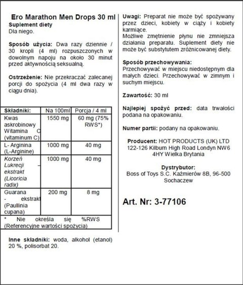 Stymulujące krople dla mężczyzn na długi sex 30ml