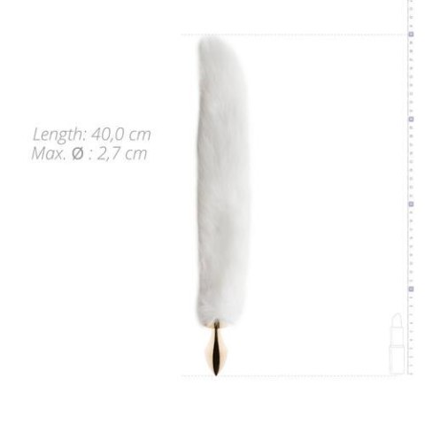 Metalowy złoty korek analny z futrem kitą ogonem