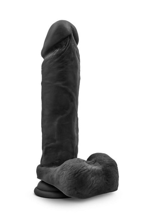 Silikonowe gładkie czarne dildo z przyssawką 23 cm