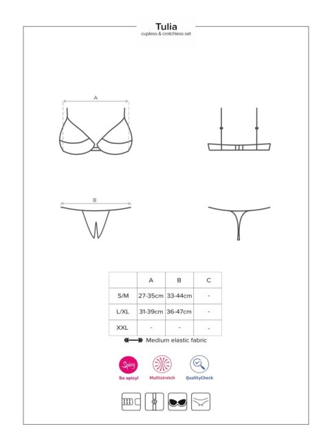 Wycięte stringi stanik sex komplet obsessive l/xl