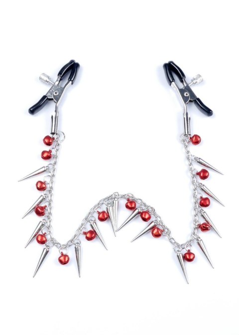 Zaciski na sutki z łańcuszkiem i dzwoneczkami bdsm