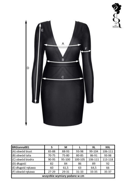 Bielizna - BRGIANNA001 sukienka czarna rozmiar S