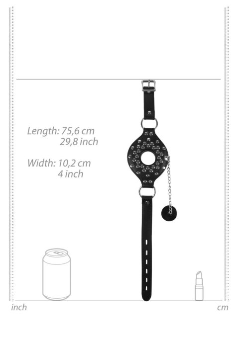 SKÓRZANY CZARNY KNEBEL Z CWIEKAMI I OTWOREM Z ZATYCZKĄ BDSM OSTRY SEX