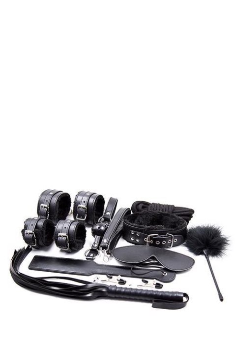 Akcesoria bdsm zestaw 10 sztuk kajdanki maska bicz