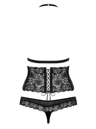 Komplet koronka stanik pas stringi obsessive lxl