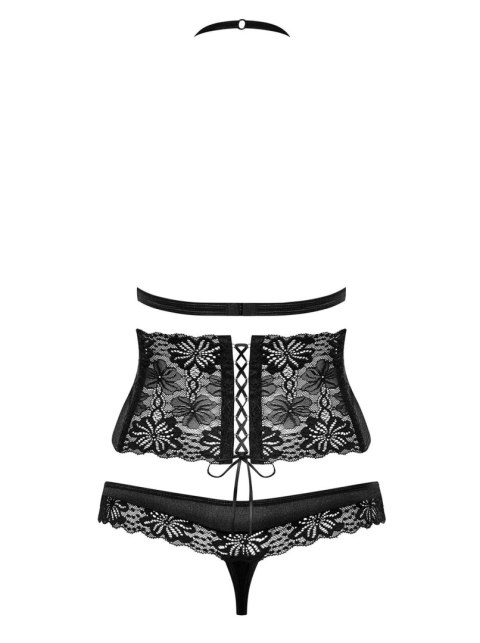 Komplet koronka stanik pas stringi obsessive lxl