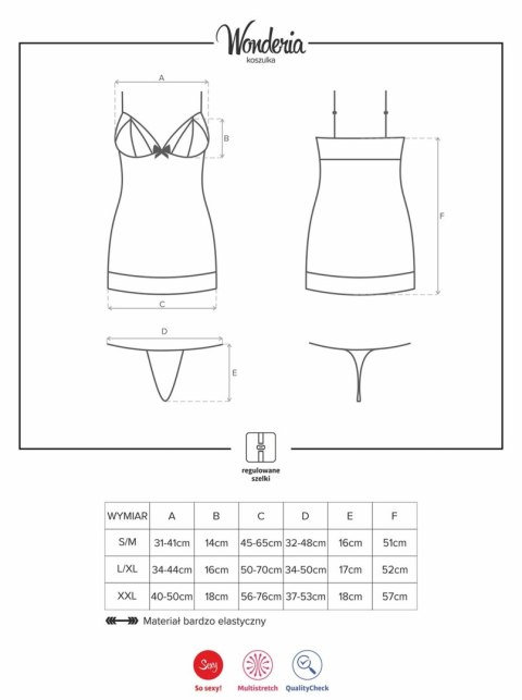 Przejrzysta koszulka komplet stringi wonderia l/xl