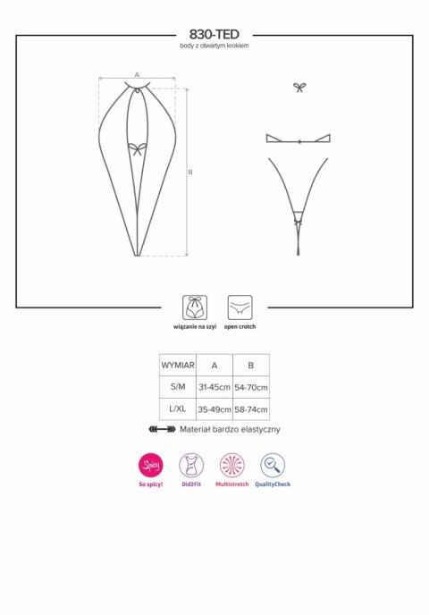 Koronka body otwarty krok obsessive 830-ted-1 s/m