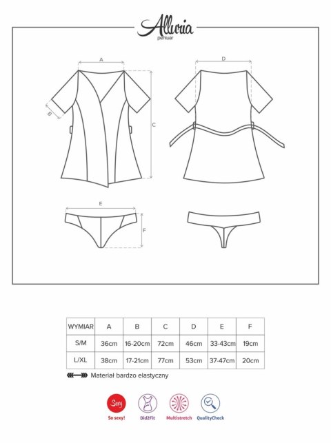 Szlafrok stringi sex komplet peniuar obsessive l/xl