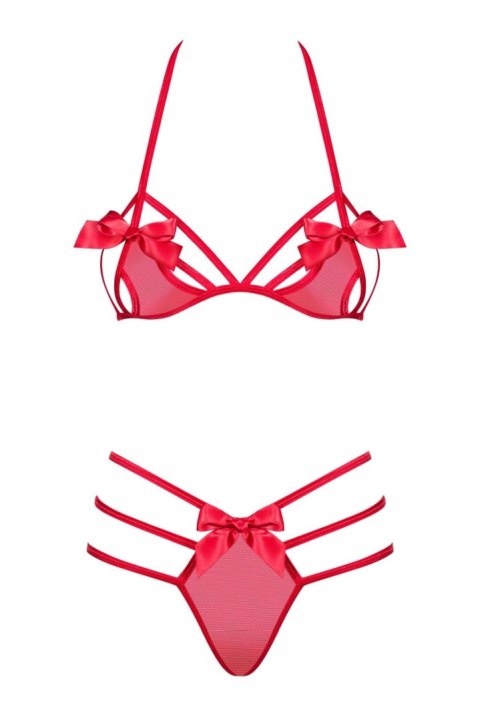 Czerwony komplet biustonosz stringi giftella s/m
