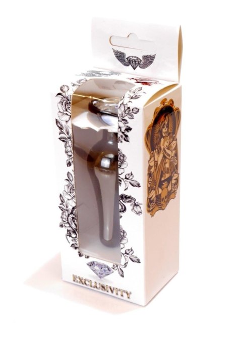 Długi stalowy korek plug analny z kryształem 2,7cm